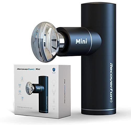 RECOVERFUN Mini Massage Gun - Portable and Quiet Deep Tissue Percussion Massager with Aluminum Heads, Type-C Charging and 4 Speeds for Muscle Pain Relief at Home, Office or Travel