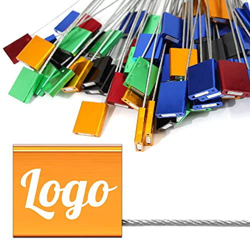 Pobsuier® 30 Bridas Metálico Personalizadas Precintos de Seguridad Candado Desechable con Cable para Logística Camion Contenedores