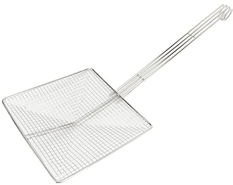 Cucchiaio per Schiumarola, Cucchiaio Quadrato in Acciaio Inossidabile, Mestolo per Schiumarola, Filtro per Olio per Friggere in Rete Cucchiaio per Cucinare e Friggere per Grasso (Maglia Grossa)
