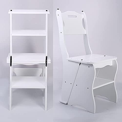 AYVADA Indoor-Kletterhocker, Tritthocker, Stühle, Sitze, Hintertreppen, Hocker, Klappregal, Klappleiter, 3-Stufen-Hocker für Erwachsene, Multifunktions-Klappstuhl, maximale Belastung 150 kg/weiß