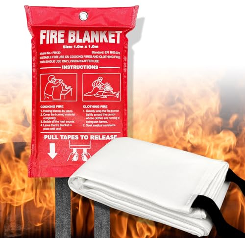 Andyssey Coperta antincendio, 100 x 100 cm, DIN EN 1869:2019, protezione antincendio, 1 pezzo