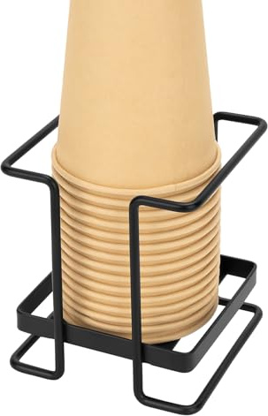 Adorila Bathroom Cup Dispenser, Small Metal Disposable Paper Cup Holder, Coffee Drink Organizer Paper Cup Storage for Home Office (Small, Black)
