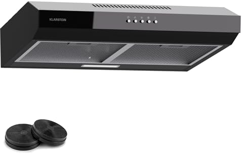 Campana extractora Klarstein de 60 cm, campana extractora con filtro de aluminio apto para lavavajillas, extracción de aire silenciosa, caudal de aire de 200 m³/h