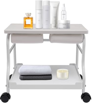 Alnemy Chariot portable pour salon de beauté ou salon de manucure - Chariot portable avec roues et repose-pieds - Chariot de service pour salon de beauté ou pédicure, MR2GOBY4WDZT8-GUANBO