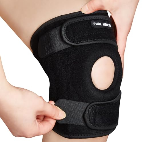 Pure Health Adjustable Knee Support Open Patella - Reinforced Knee Brace for Arthritis, Joint Pain Relief, ACL, Meniscus Tear, Runners Knee, Walking, running (Size M-XL: (35cm – 56 cm))