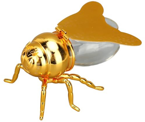 Asixxsix Tarro de Miel, Tarro de Miel Decorativo en Forma de Abeja con Cuchara, Recipiente Pequeño para Miel, Jarabes, Condimentos, Aceite, Alimentos para el Desayuno, Postres y té (Gold)