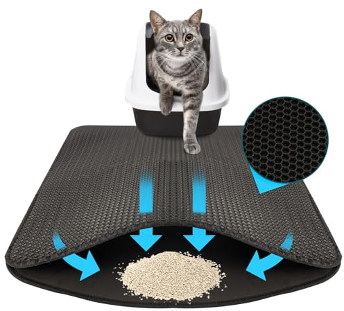 KARAT Katzenstreumatte, Anthrazit, 61 x 38 cm, wasserdichte Unterlage für Katzentoilette - Katzenmatte schützt den Boden vor Katzenstreu - Matte Katzenklo