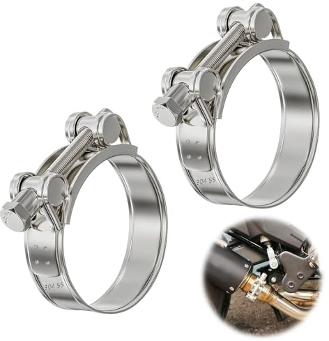 2 Stück Gelenkbolzenschellen,Edelstahl Auspuffschelle 40-43mm,T-Bolzen-Schlauchschelle,Edelstahl Motorrad Auspuff Schellen,Stark und Robust für Autos,Turbinen,Motorrad-Ablassventil
