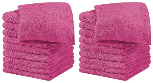 IlGruppone Set 20 Pezzi Lavette Asciugamani Viso Mani 100% Cotone 490 Gsm 30x30 Cm Bagno Bidet Vari Colori Morbide Assorbenti Asciugamano Spugna Ospite - Fuxia - 30x30 cm