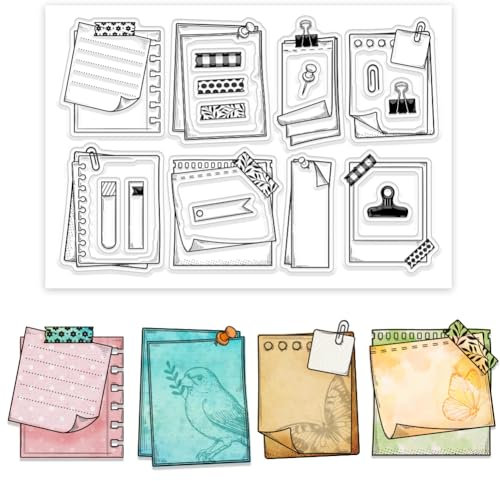 CHGCRAFT Notizblock Etikett klar Stempel benutzerdefinierte Silikon klar Stempel Musik Siegel Stempel für DIY Scrapbooking Fotoalbum dekorative Karten machen, gemischte Formen, 6,3x 4,33x 0,12 Zoll