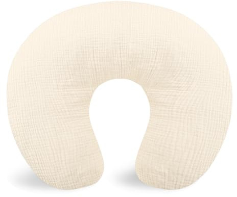 Hooyax Muslin Nursing Pillow Covers Only, Soft and Breathable Nursing Covers for Breastfeeding Pillows, Adorable Infant Feeding Pillow slipcover for Baby Boy and Girls (Wheat)