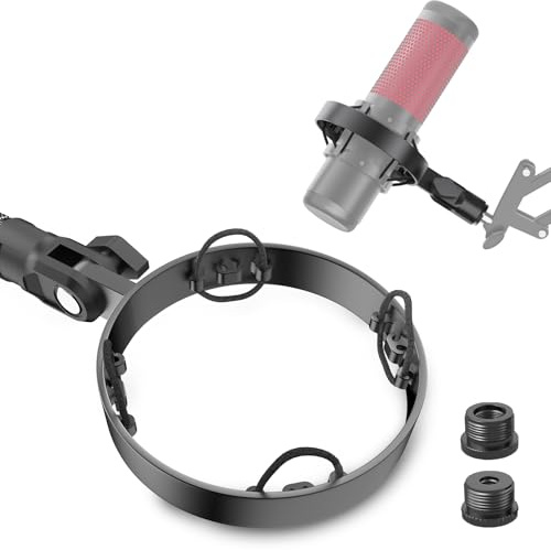 [2026 Upgrade] Microphone Shock Mount for HyperX QuadCast with 3/8 or 1/4 Screw Adapter, Works with HyperX QuadCast Microphone Stand & Boom Arm Durable Replacement Accessory for Mic