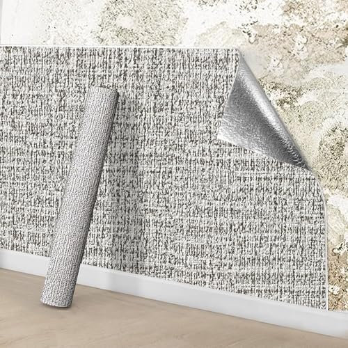 Camiraft Thick Wallpaper for Bad Walls Grey Self Adhesive Thermal Wallpaper 3mm Thick Waterproof XPE Foam Wall Insulation Self Adhesive Wall Panels for Living Room Kitchen Bathroom Ceiling