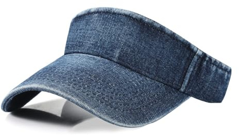 YAMEE Visirmössa dam denim solskydd, solskydd dam mode andas, solhatt herr casual, visir keps, Mörkblå, one size