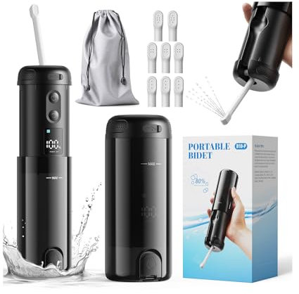 Gkstly Bidé de viaje portátil recargable, pulverizador eléctrico de 250 ml, IPX7, impermeable, con 5 modos de pulverización para limpieza de higiene personal, cuidado postnatal relajante