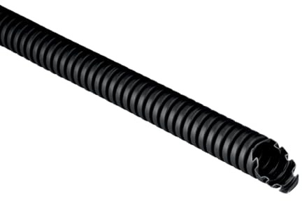 Tubo corrugato in PVC, diametro 20 mm, matassa 25 metri, nero, Made in Italy, autoestinguente, resistente al calore e allo schiacciamento, antiurto, guaina flessibile protettiva, impianto elettrico