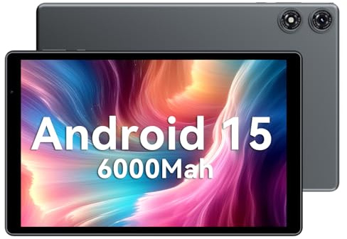 PRITOM 10 inch Android 15 Tablet, 8GB RAM, 6000Mah, Expand to 1024GB, Penta-Core Processor, 10 inch Tablet, Android Tablets HD IPS Screen, Camera, Wi-Fi, Bluetooth, Tablet PC(Gray)