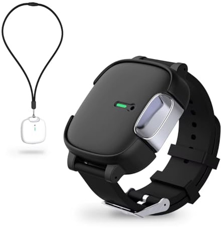 Purificatore d'aria portatile 2 in 1, collana e bracciale, anti-allergia, fumo, polline, polvere PM2.5, batteri | ideale trasporto ufficio, ionizzatore ricaricabile senza filtro | CE, brevettato (nero