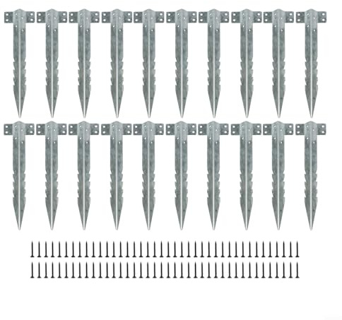 Lot de 20 équerres de seuil lourdes - Fixation stable avec design dentelé - Kit de fixation en métal avec vis - 10 ou 20 pièces - Pour parterres surélevés, parterres de fleurs et chemins