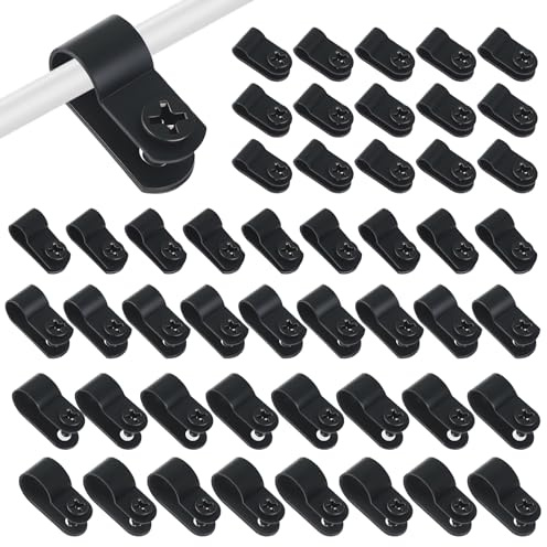 200 Stück Kabelschellen R-Type 5 Größen Nylon Kabelhalter Kit mit 200 Stück Schrauben Kabelschellen zum Schrauben R Typ Cable Clip für Kabelbefestigung, Drahtmanagement (Schwarz)
