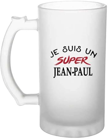 Verre à bière d'un Super Jean-Patrick - Chope - Idée Verre à bière Personnalisable Cadeau Anniversaire Fête Original Famille Travail Départ Collègue Retraite Noël.