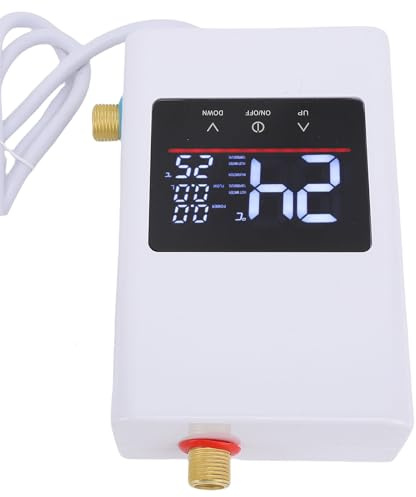HELEVIA Calentador de Agua sin Tanque, Eléctrico Instantáneo Caliente con Pantalla Digital Táctil LCD, para Cocina, Baño, Apartamento, (Enchufe europeo 220V 4000W)
