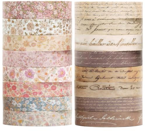Rbleote Washi Tape 16 Rotoli Con Piccoli Fiori E Illustrazioni Manoscritte Washi Tape Scrapbooking Carta Decorativa per Scrapbooking Fai Da Te Artigianato