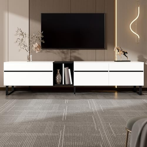 Merax TV-Lowboard Fernsehschrank Wohnzimmerschrank 180x38x45 cm Weiß