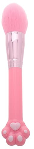 NUOBESTY Pink Cat Paw-shaped Powder Brush for Face Makeup with Long Handle Design, Soft Nylon Bristles for Even Powder Application, Travel Makeup Brush for Women and Girls