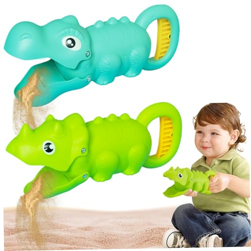 2 Stück Dinosaurier-Sandspielzeug Greifklaue für Kinder 2 Stück leichte farbenfrohe Dinosaurier-Sandspielzeuge niedliches lehrreiches Sandspielzeug zum Graben und Greifen für Strand und Sandkasten