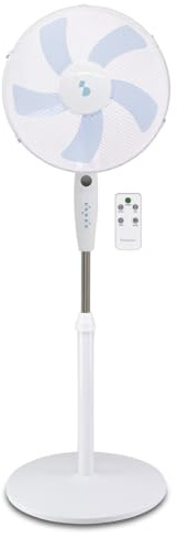 BEPER P206VEN133 Ventilatore a Piantana con Telecomando 40 cm, 5 Pale, 3 Velocità e 3 Modalità, Timer 7,5h, Oscillante, Altezza Regolabile 125 cm