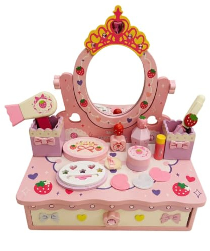 CAQYPVH Coiffeuse avec Miroir Couronne Boîte à Maquillage Compact Jouet pour Enfants