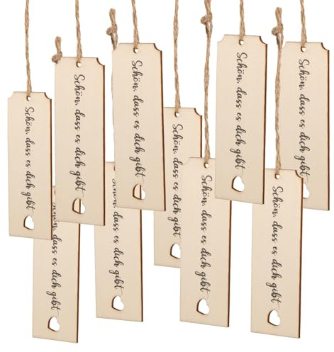Logbuch-Verlag 10 Schön DASS es Dich gibt Geschenke Kommunion Hochzeit Anhänger aus Holz Gastgeschenk für Gäste 9 x 3 cm