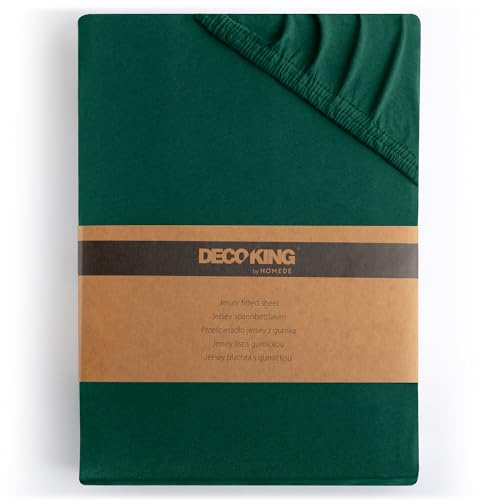 DecoKing Fitted Sheet Single 100% Combed Cotton Soft Jersey Bed Sheet 80x200-90x200 cm Green Amber
