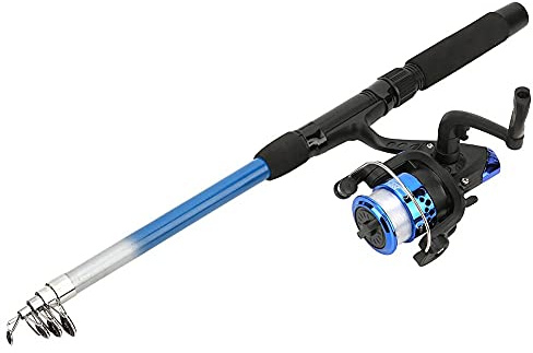1.8M Teleskop Angelruten Set, Tragbares Angelrute mit Rolle Fischer Anfänger Teleskopruten-Kit Teleskop-Angelrute