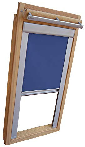 Sichtschutz-Rollo für VELUX Dachfenster für TYP GGL/GPL/GGU/GPU - PK10 - Farbe mittelblau - mit Aluminium Seitenschienen