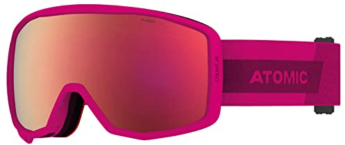ATOMIC Count JR Cylindrical Skibrille für Kinder - Berry/Pink - Komfortabler Live Fit Rahmen - Over The Glasses-kompatibel für Brillenträger - Klare Sicht - Silikon-beschichtetes Brillenband