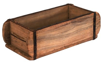 BigDean Alte Ziegelform 32 x 15 x 10 cm Echte benutze Form aus Indien | Vintage Holzkiste mit Metallbeschlägen - aus Altholz gefertigt - Jedes Stück EIN Unikat