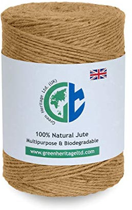 GHL 985 Feet / 300 Mtrs 450 Grams 3 Ply Jute Twine Natural Garden Twine for Floristry, Gifts, DIY Arts & Crafts, Decoration and Recycling (985 Feet / 300 Mtrs)