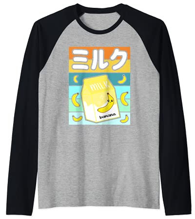 Lait de banane esthétique élégant japonais Otaku des années Manche Raglan