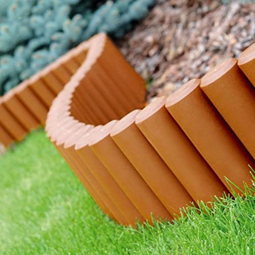 Lawn Edge Palisade Garden Edging Plastic - Ideal for Paths, Lawns, Flowerbeds, Trees, Shrubs and Borders – Reduces Weed Transfer - Easy to Connect and Install (2 Sets of 8 (4.4m), Terracotta)