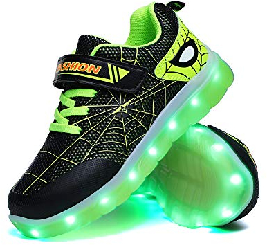 WDRHC Unisex Kinder LED Schuhe 7 Farbe USB Aufladen LED Leuchtend Outdoor Sportschuhe Low Top Atmungsaktives Ultraleicht Wasserdicht Laufschuhe Gymnastik Turnschuhe Blinken Sneaker Für Jungen Mädchen