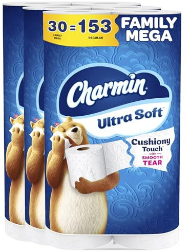 Charmin Ultra Soft Toilet Paper 30 Family Mega Rolls, 313 Sheets Per Roll,White