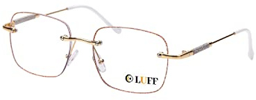 LUFF Rimless läsglasögon för kvinnor blått ljusblockering, mode metall dator läsare, ramlösa glasögon anti-eyestrain, Guld, 2.5x