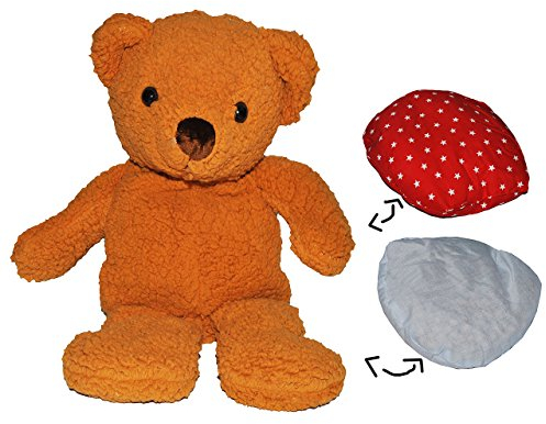alles-meine.de GmbH 2 in 1: Kirschkernkissen + Plüschtier groß - Teddy Bär 40 cm - für Wärme + auch zum Kühlen - Wärmekissen Heizkissen Körnerkissen Tier - für Baby + Kinder + Er..