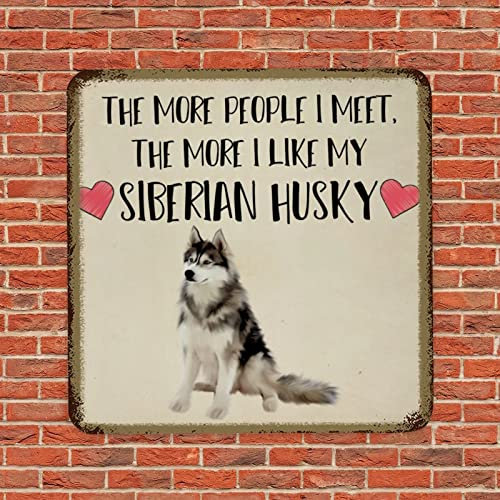 Lustiges Hunde-Metallschild ''The More People I Meet The More I Like My Dog'' Retro Haustier Hund Türhänger Schild Vintage Metall Poster mit sarkastischem Hund Spruch Lustiger Wandbehang für Garage