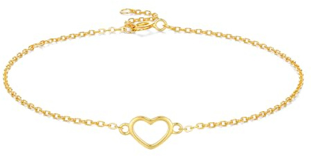 SILBERTALE Ketten Herz Armbänder Damen 925 Sterling Silber Goldene Einfaches Loveful Armbänder für Frauen