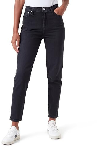 Calvin Klein Donna Jeans Mom Fit, Nero (Denim Black), 36W
