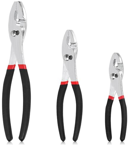 Tanstic 3Pcs 6 8 10 Slip Joint Pliers Set, Heavy Duty Carbon Steel Slip-Joint Pliers with Non Slip Handle