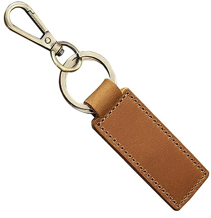 JNNJ Porte-Clés De Voiture, Porte-Clés En Cuir Véritable Pour Voiture, Clé Universelle Avec Boucle En D Anti Perte, Cuir Porte-Clés De Voiture Accessoires En Métal Pour Hommes Et Femmes(Marron Clair)